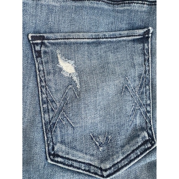 McGuire Crop Flare Jeans Frayed Hem Distressed Denim Blue Size 25 - Picture 2 of 9